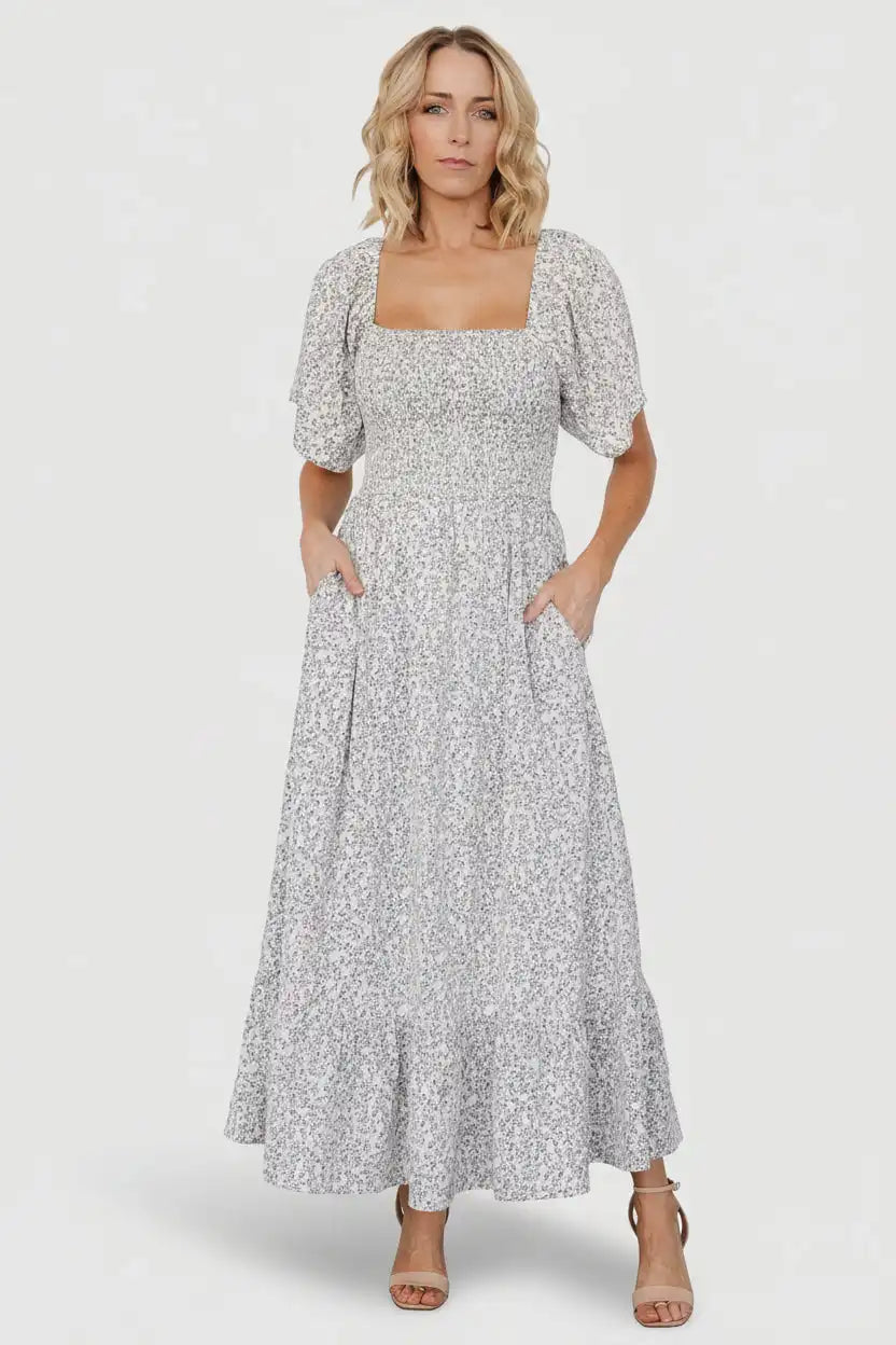 Cassis Smocked Midi Dress