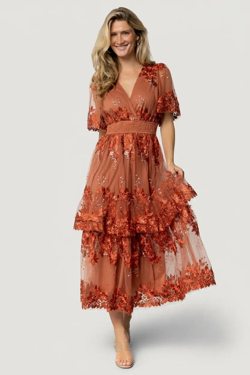 Lotte Embroidered Midi Dress