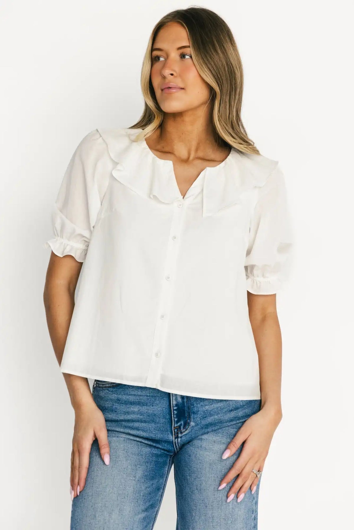 Daisy Ruffle Button Up Top