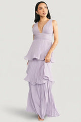 Saphira Tiered Pleated Maxi Dress